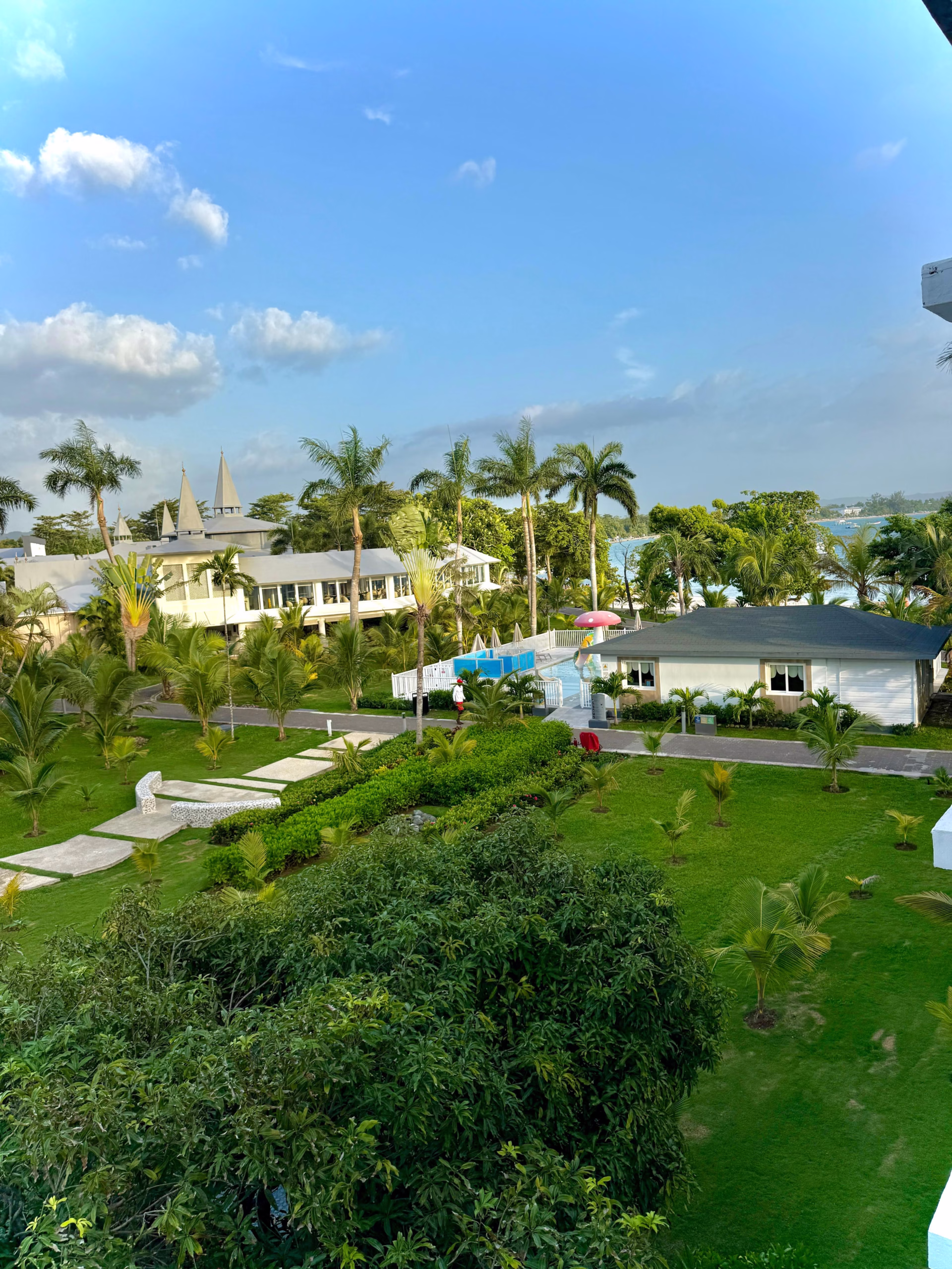 Tropical resort grounds in Negril photographed during a family stay