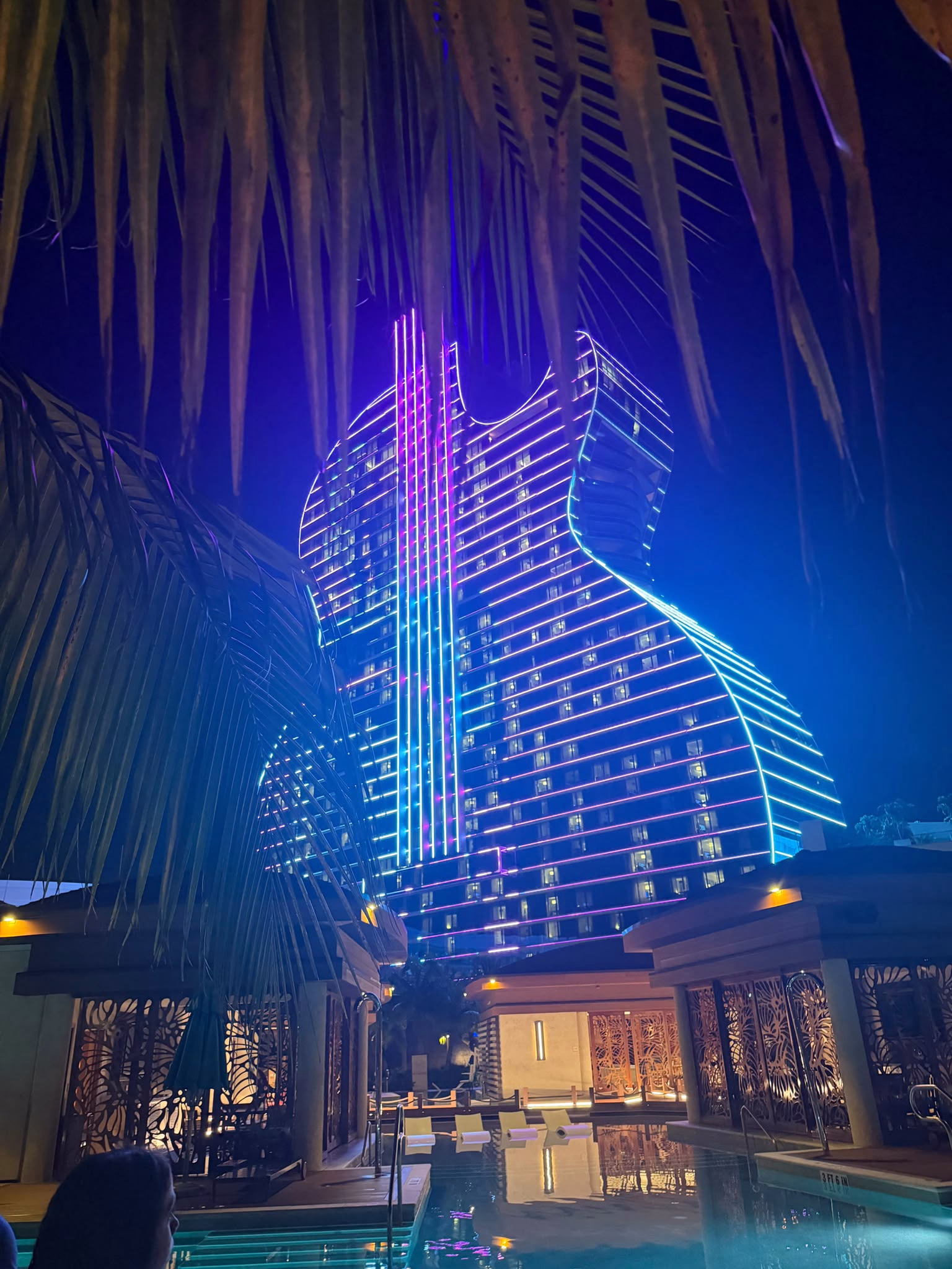 חופשה במקסיקו The illuminated Guitar Hotel at Seminole Hard Rock Hollywood photographed during the group's South Florida stay