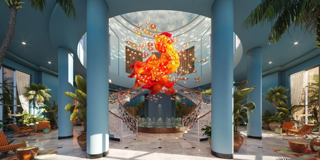 בריכה מול הים ואזור ישיבה ב־Iberostar Grand Rose Hall